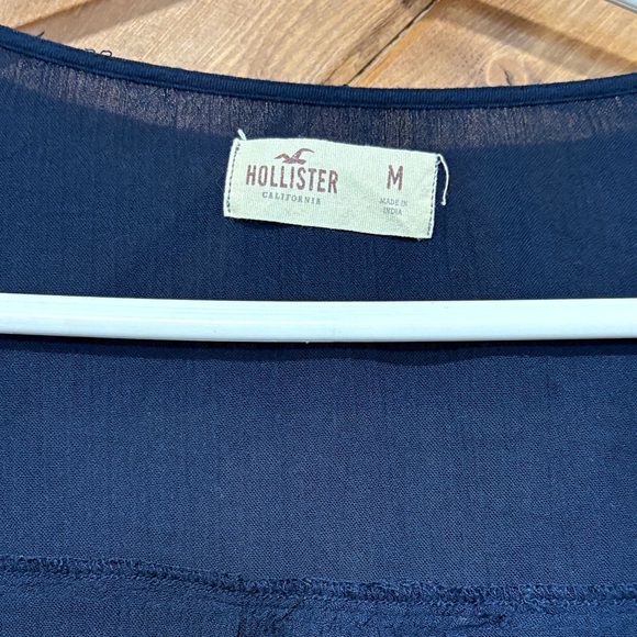 Y2K Hollister Dark Blue Blouse with Tassel & Lace Detail - Picture 3 of 5